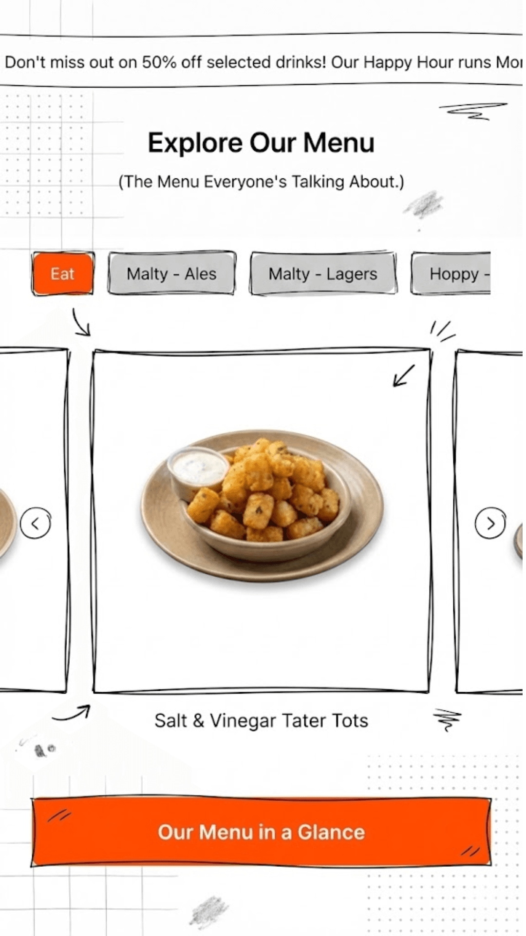 Modern restaurant digital menu interface with customizable branding