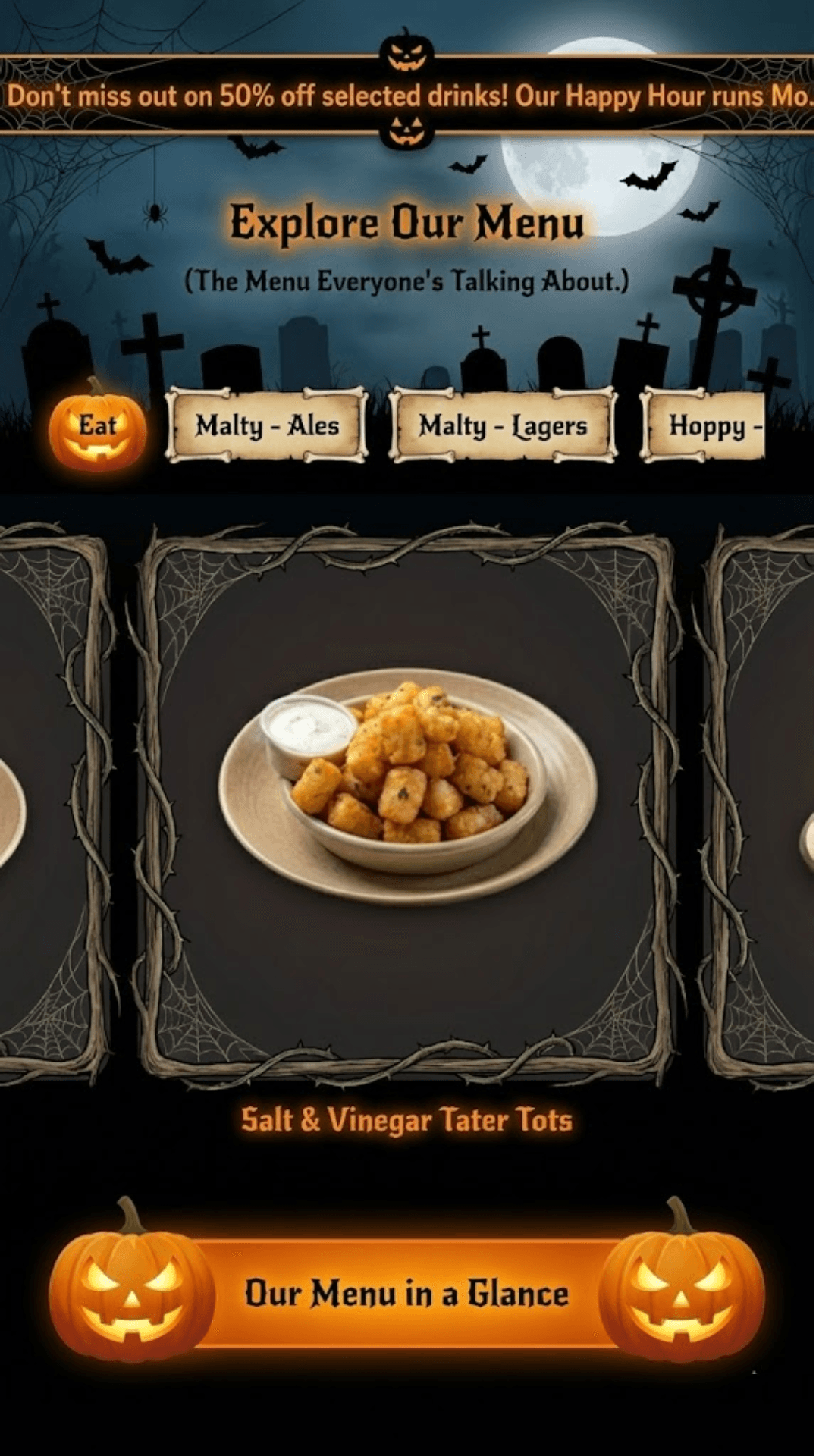 Mobile-optimized menu design with intuitive navigation and categories